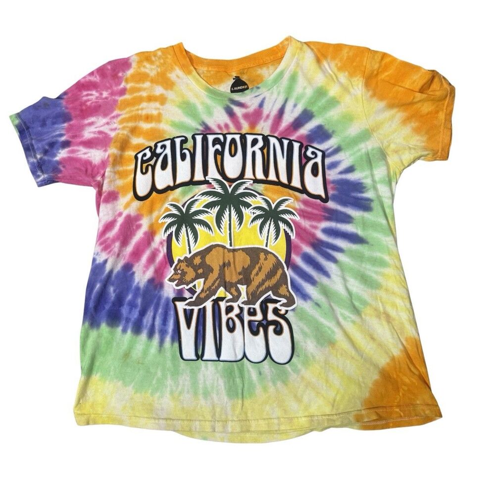 Retro Indie Skater Hippie Psychedelic Beachy Surfer California Tie Dye T-Shirt L